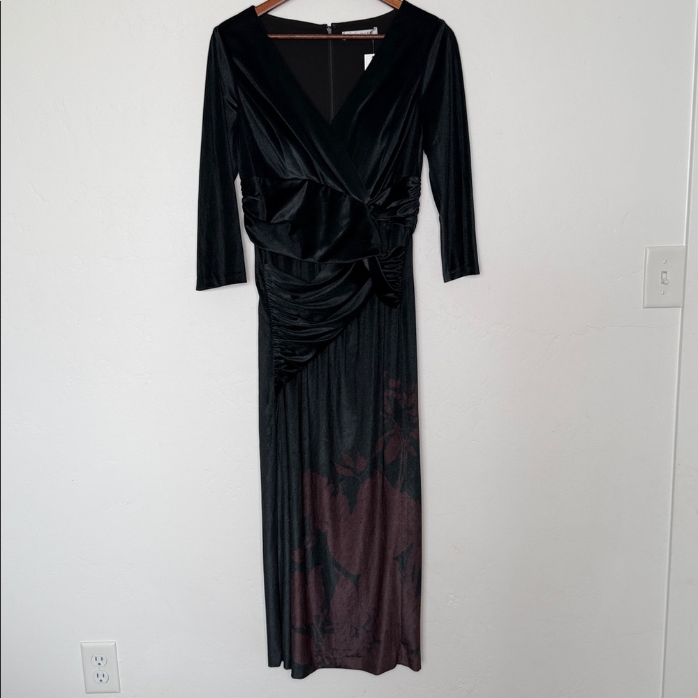 Kay Unger Velvet Faux Wrap Gown Deep Mink Formal Evening Dress Size 4